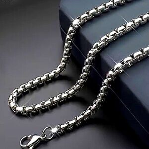 NEW 20” 6mm Men's Stainless Steel Rounded Box Chain Necklace